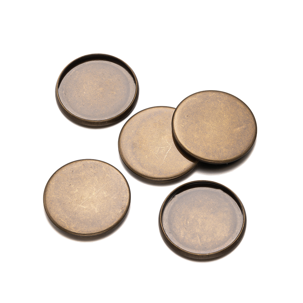 Bezels Set Pendant - Bandejas redondas planas de bronce antiguo