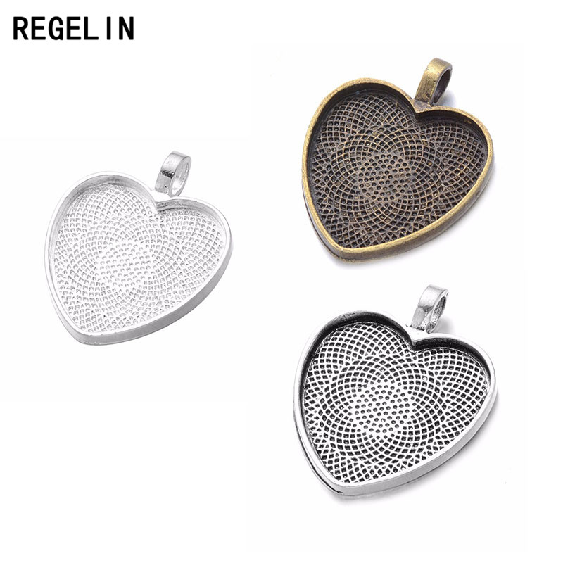 Bezels Set Pendant - REGELIN-cabujones de corazón para fabricación de