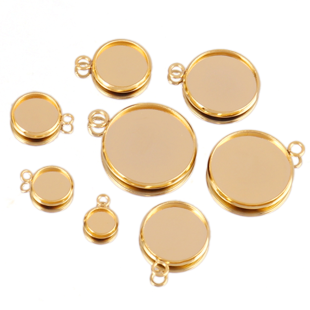 Bezels Set Pendant - 10 Uds cabujón de acero inoxidable