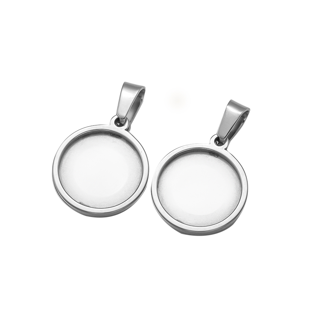 Cabujón redondo de acero inoxi - Bezels Set Pendant reseña y precio