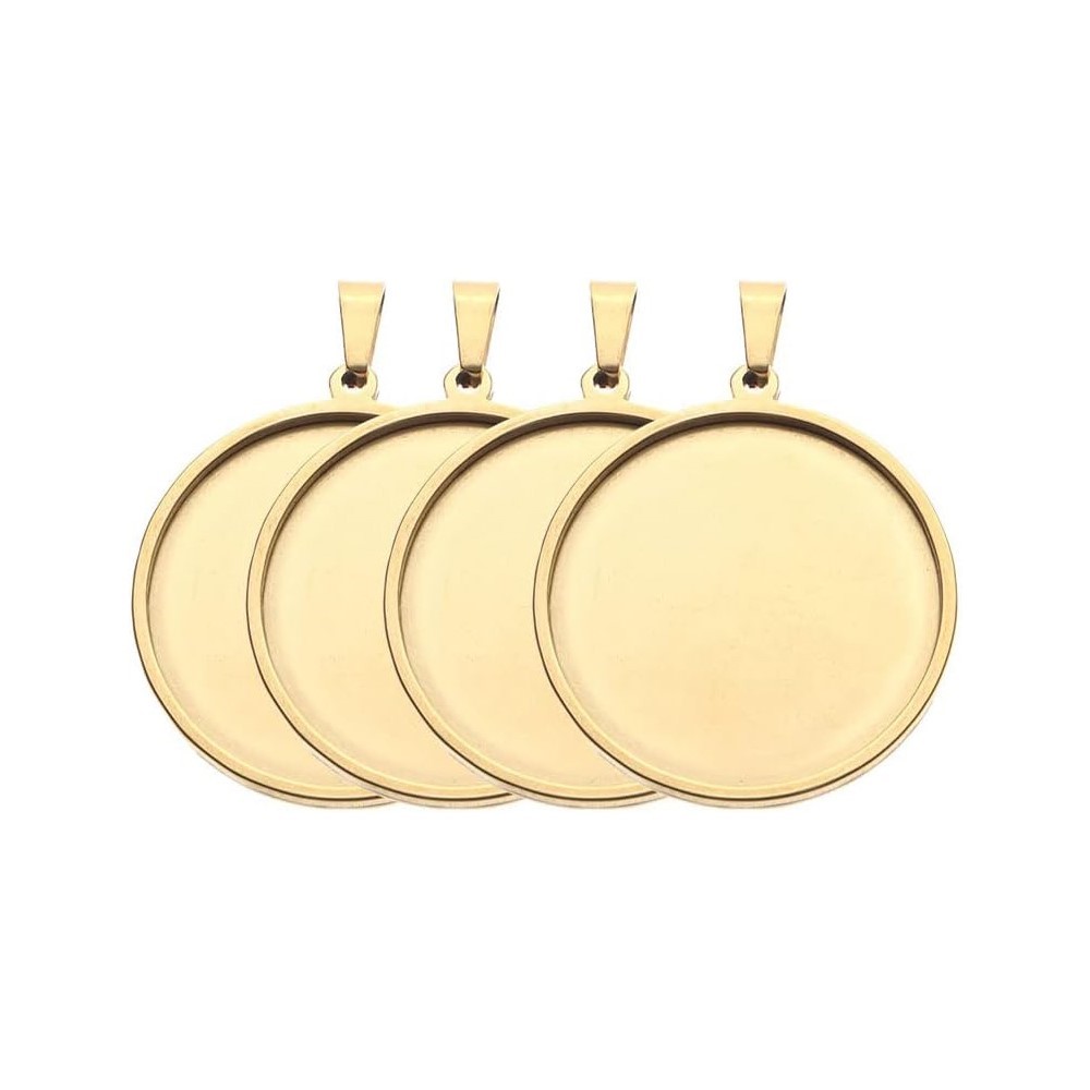 Cabujón redondo de acero inoxi - Bezels Set Pendant reseña y precio
